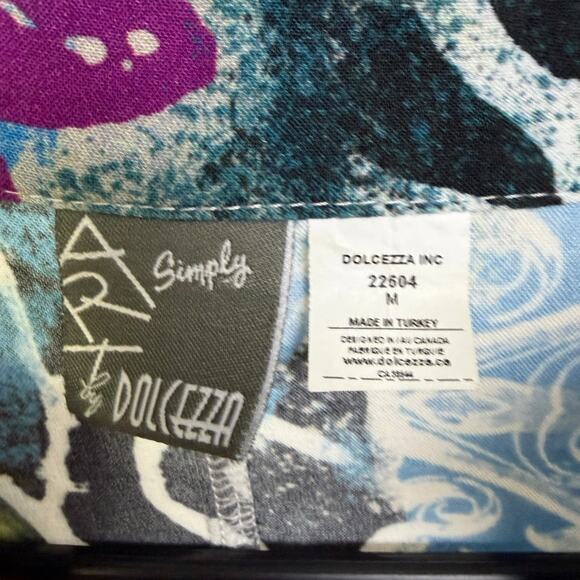 Simply Art Dolcezza Top Womens Medium Button Up Shirt Floral Artsy Boho Shell - Picture 7 of 10